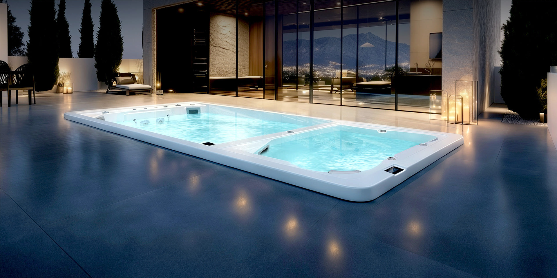 Luxurious outdoor dual-zone swim spa
