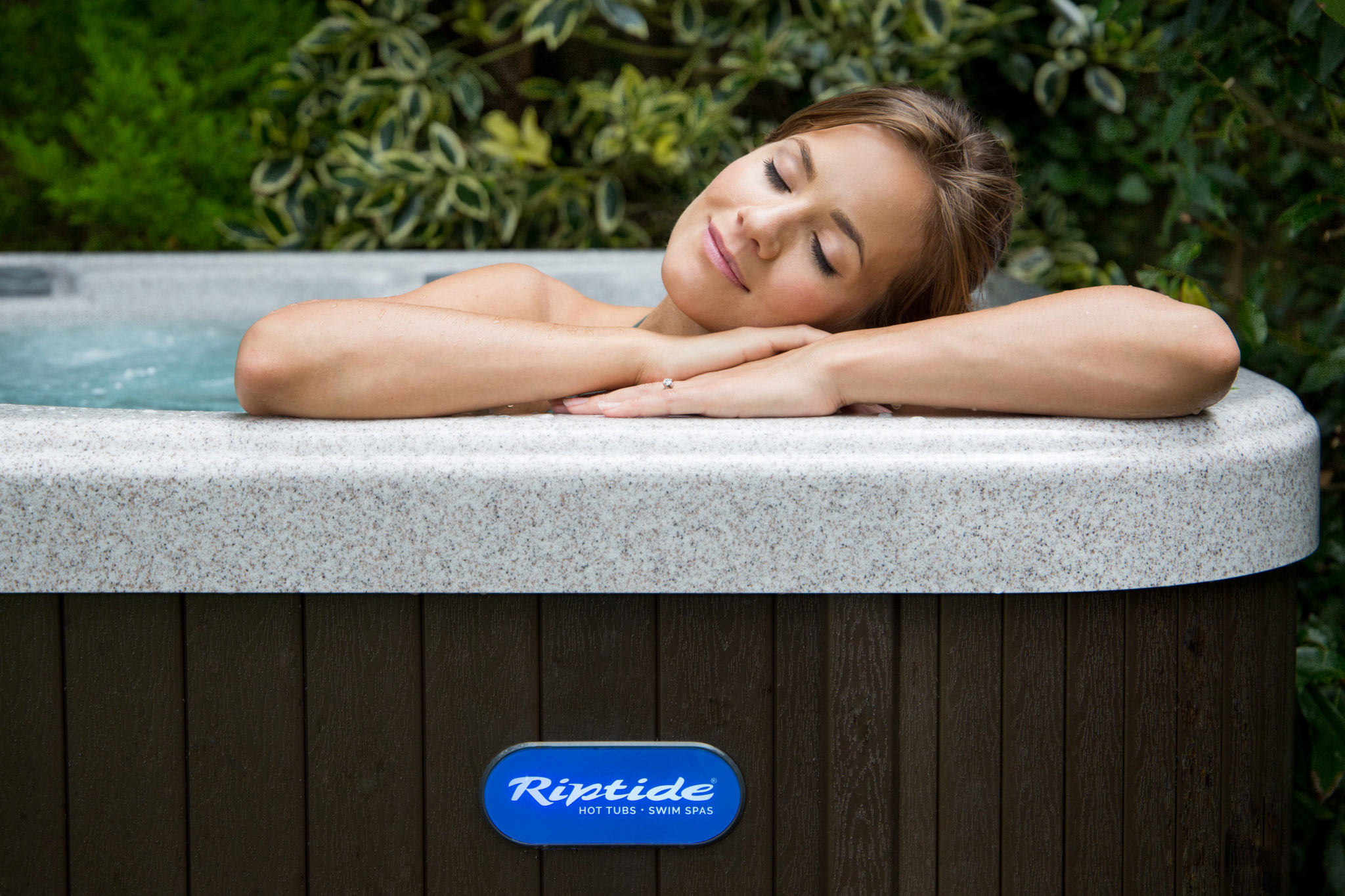 enjoying the riptide hot tub